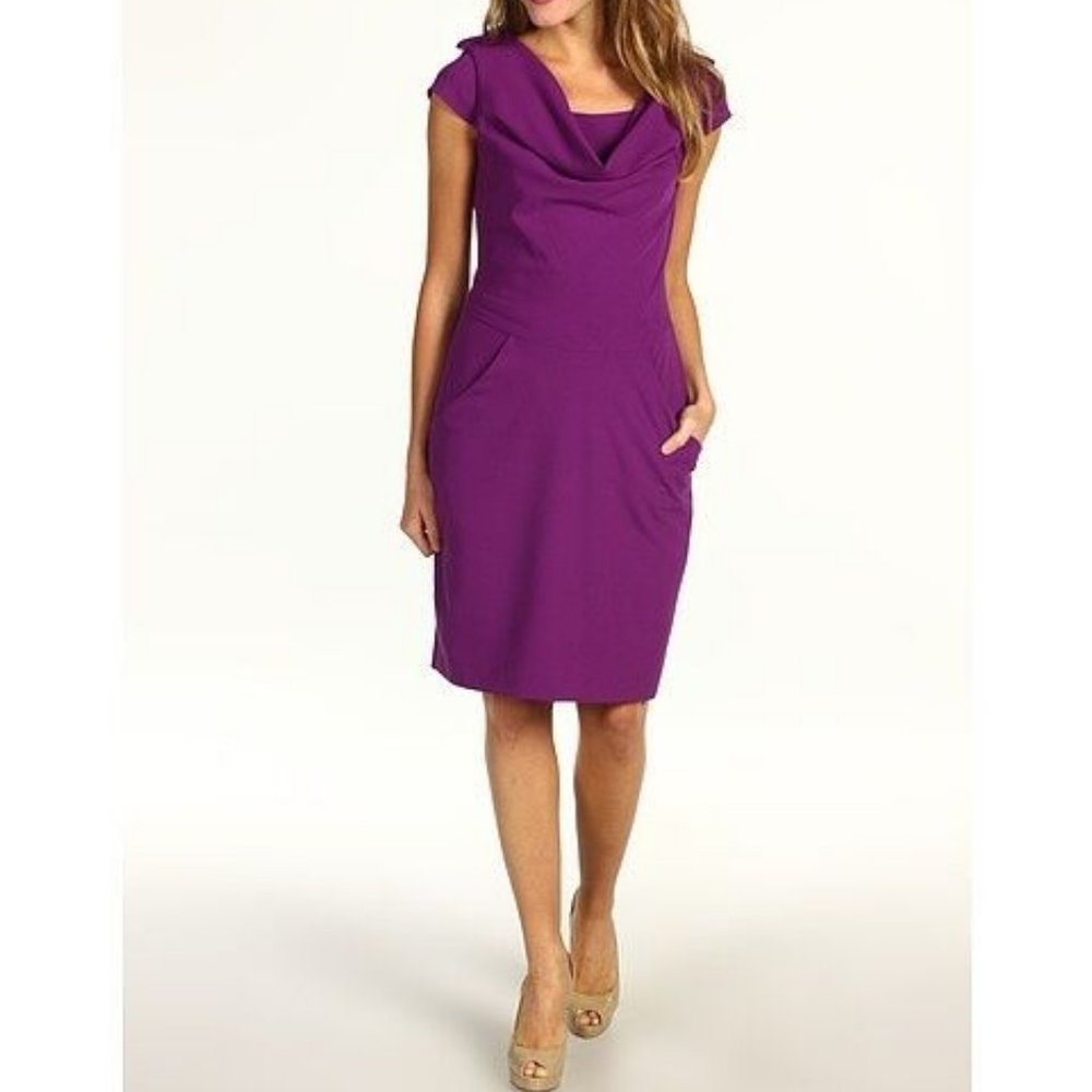 Calvin Klein Size 10 cowl neck short sleeve dress purple mulberry